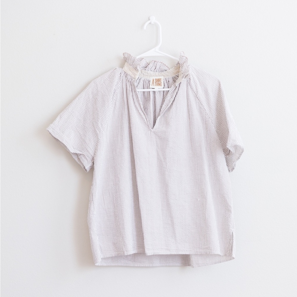 A Shirt Thing Seer Sucker Striped Top Large